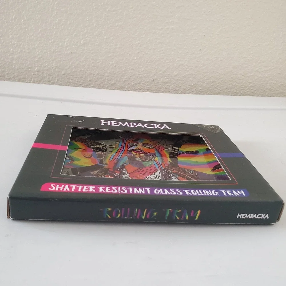 Hempacka Shatter Resistant Glass Rolling Tray Psychedelic Pop Art Design